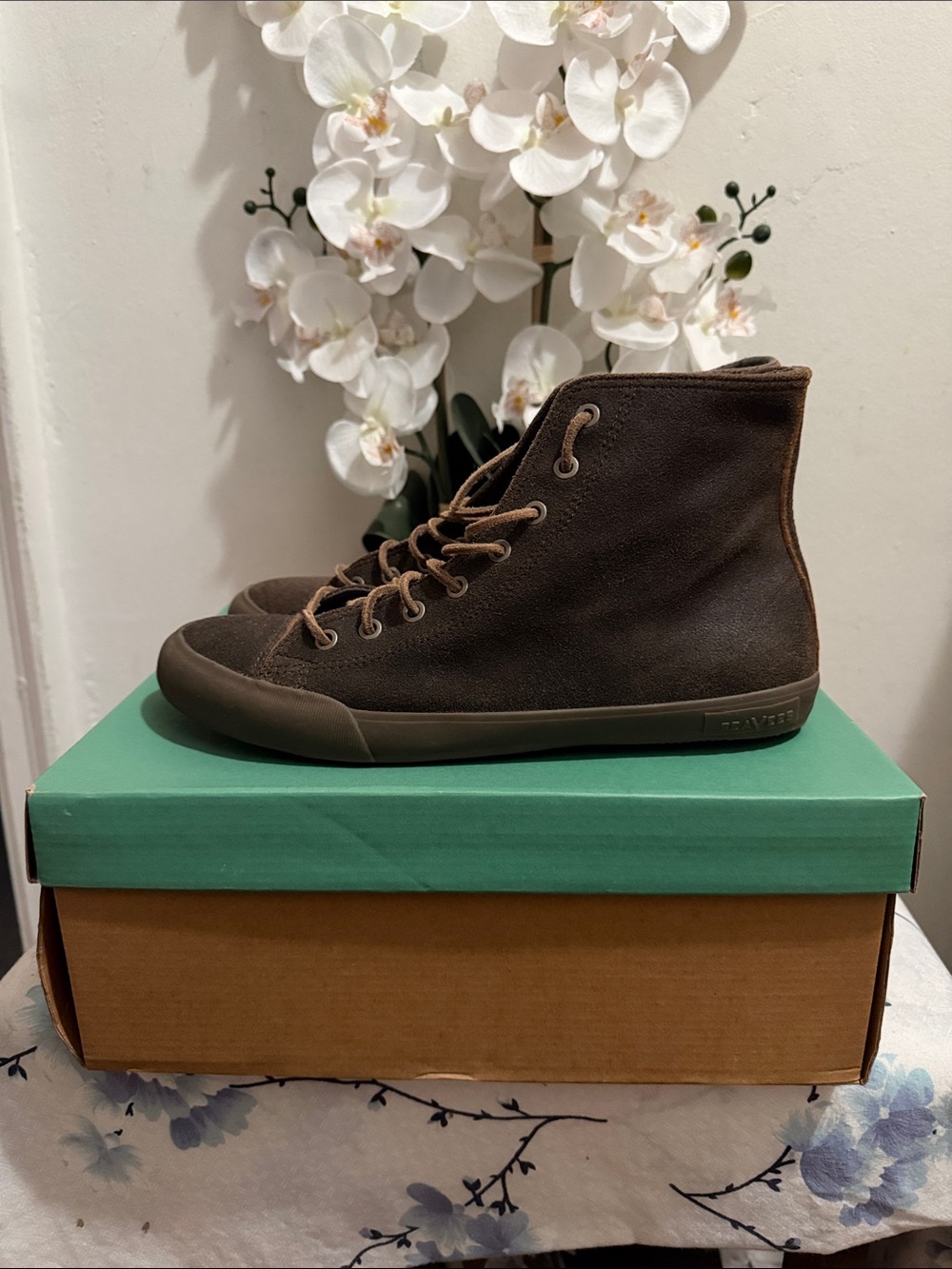 SeaVees Men's Dark Brown High-Top Canvas Sneakers